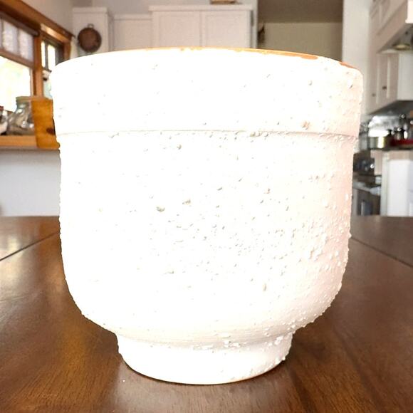 Florence Italy Vintage Mod White Footed Planter Flower Pot Contrasting Finish - Picture 4 of 13